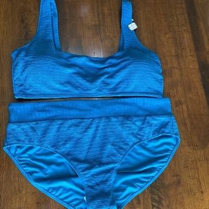 Women's Plus Solid Variegated Rib Bikini Top and Bottom